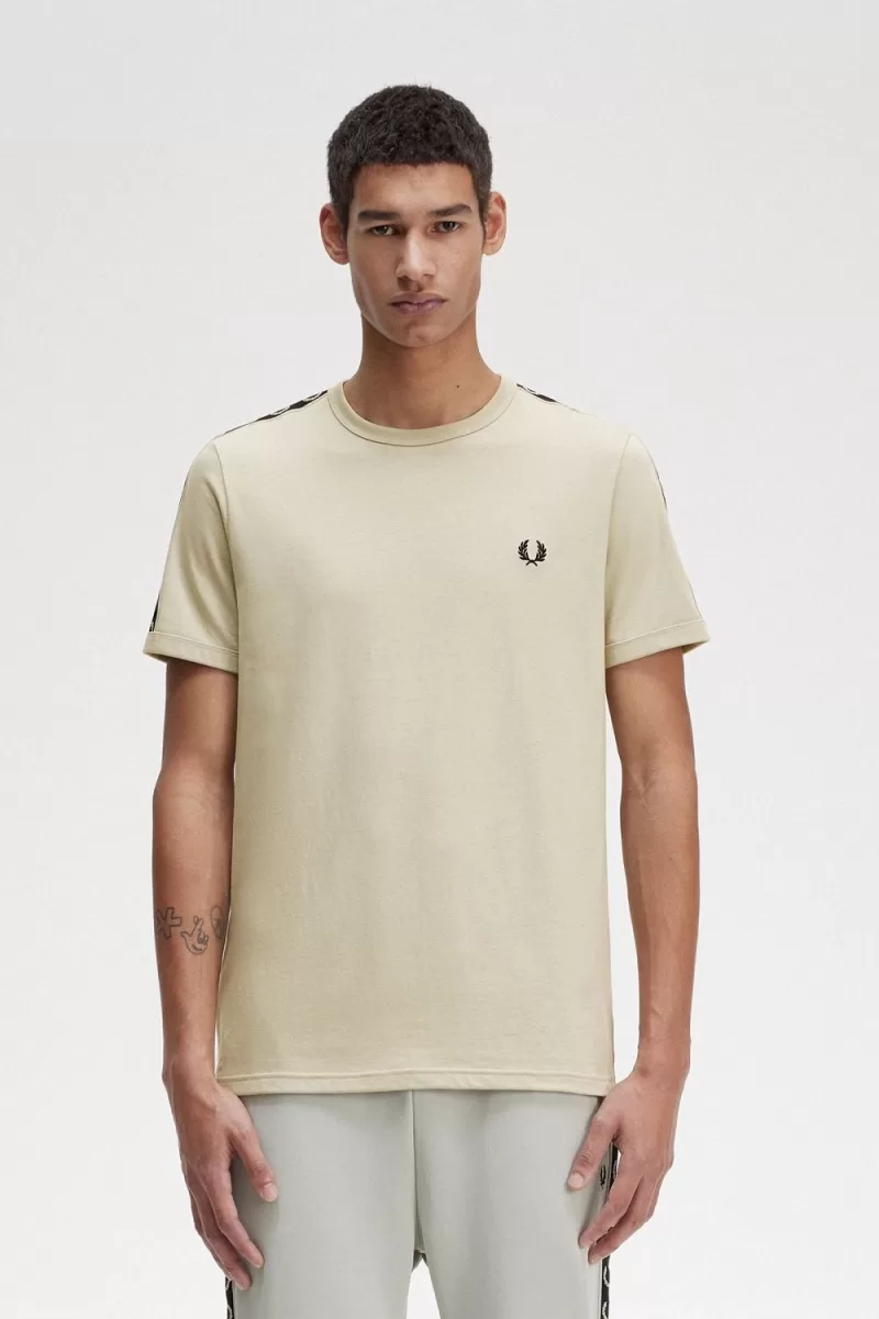 Fred Perry Contrast Tape Ringer Mens TSh 160 ZOOM - Fred Perry Contrast Tape Ringer Men's T-Shirt Light Mint Black OBDZG6390