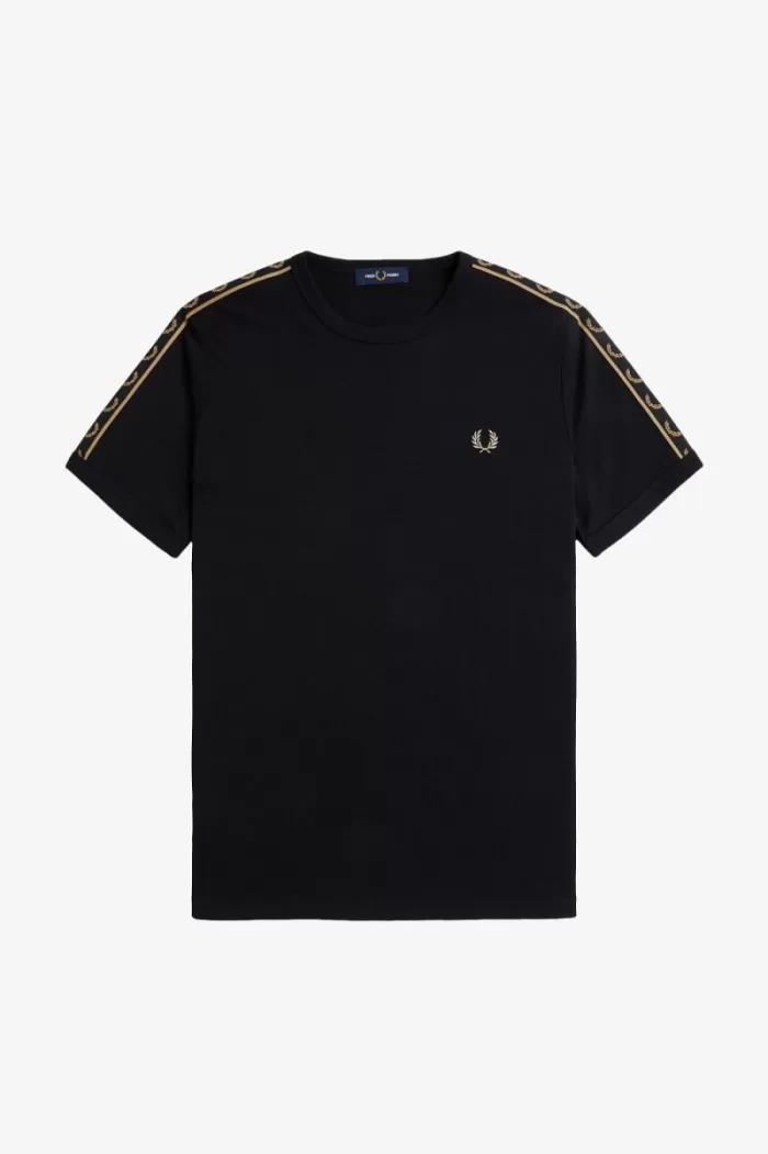 Fred Perry Contrast Tape Ringer Men’s T-Shirt Black Green FCBJX4905