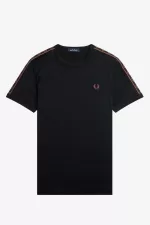 Fred Perry Contrast Tape Ringer Men’s T-Shirt Black Whisky Brown PJLIH8419