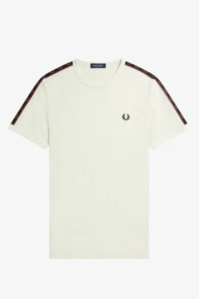 Fred Perry Contrast Tape Ringer Men’s T-Shirt Beige Whisky Brown DPZGL2906