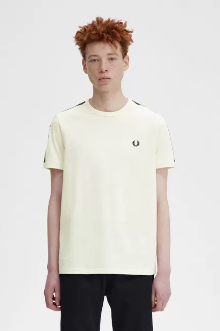 Fred Perry Contrast Tape Ringer Men’s T-Shirt Beige Whisky Brown DPZGL2906