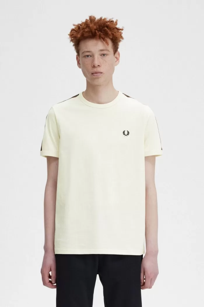 Fred Perry Contrast Tape Ringer Men’s T-Shirt Beige Whisky Brown DPZGL2906