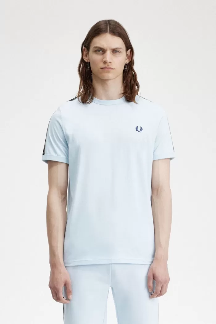 Fred Perry Contrast Tape Ringer Men’s T-Shirt Light Aqua Warm Grey HDVRB3672