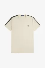 Fred Perry Contrast Tape Ringer Men’s T-Shirt Oatmeal Warm Grey YARFZ8367