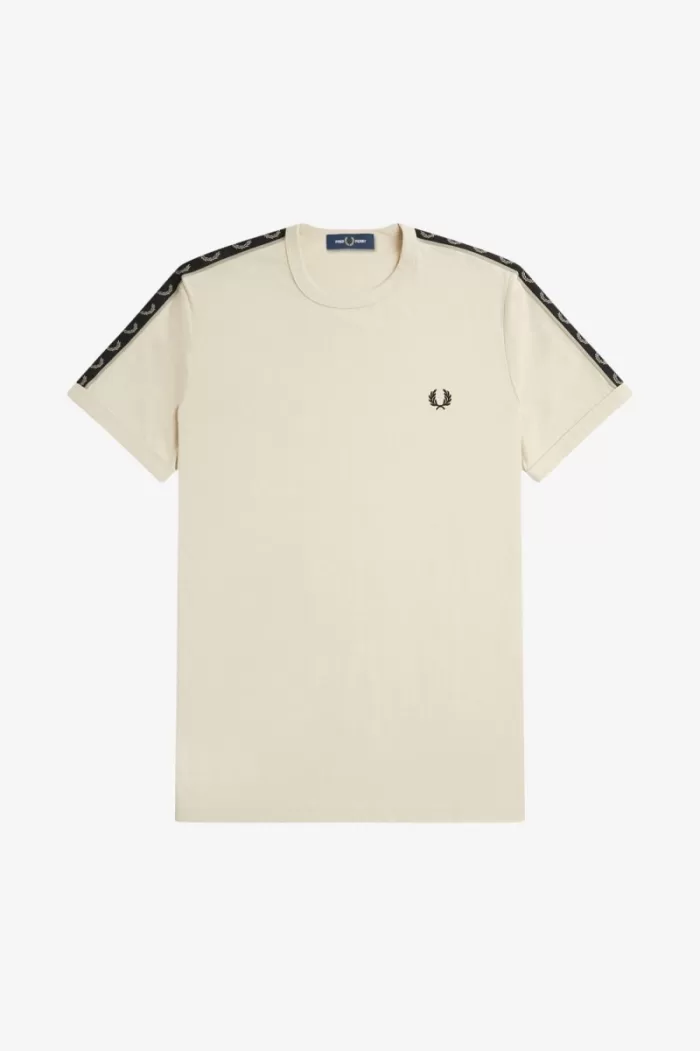 Fred Perry Contrast Tape Ringer Men’s T-Shirt Oatmeal Warm Grey YARFZ8367