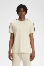 Fred Perry Contrast Tape Ringer Men’s T-Shirt Oatmeal Warm Grey YARFZ8367