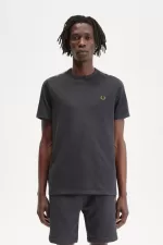 Fred Perry Contrast Tape Ringer Men’s T-Shirt Anchor Grey Black PDZEF6392