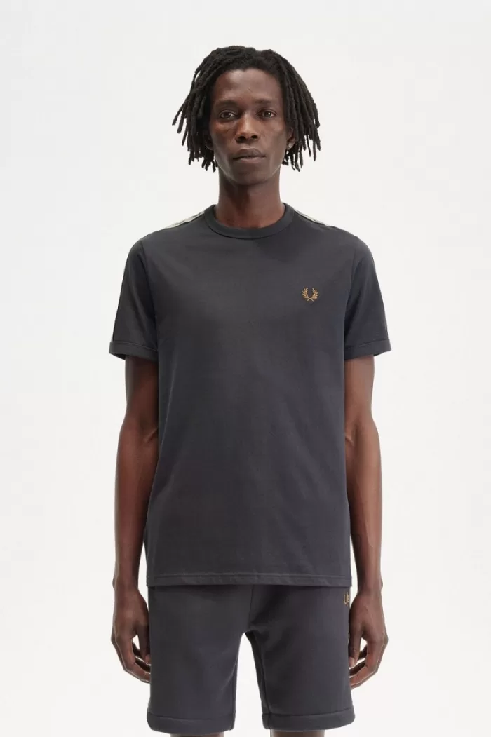 Fred Perry Contrast Tape Ringer Men’s T-Shirt Anchor Grey Black PDZEF6392