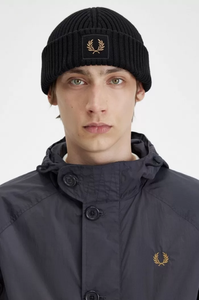 Fred Perry Cotton Rib Men’s Caps Black Green BWQZP9450