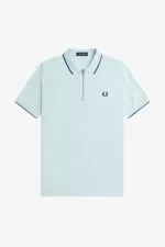 Fred Perry Crepe Pique Zip Neck Men’s Polo Shirt Light Aqua PCQBX9503