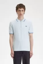 Fred Perry Crepe Pique Zip Neck Men’s Polo Shirt Light Aqua PCQBX9503