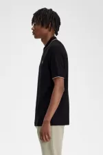 Fred Perry Crepe Pique Zip Neck Men’s Polo Shirt Black ANKMW6105