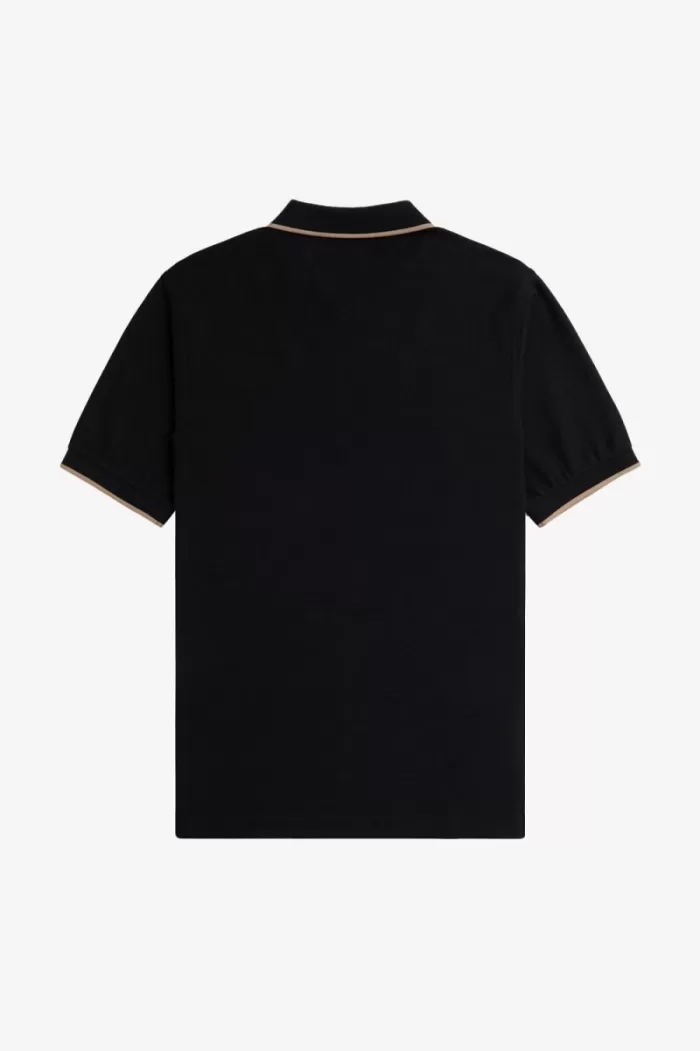 Fred Perry Crepe Pique Zip Neck Men’s Polo Shirt Black ANKMW6105