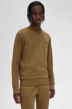 Fred Perry Crew Neck Men’s Sweatshirts Brown Burnt Tobacco MDXFI9186