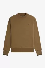 Fred Perry Crew Neck Men’s Sweatshirts Brown Burnt Tobacco MDXFI9186