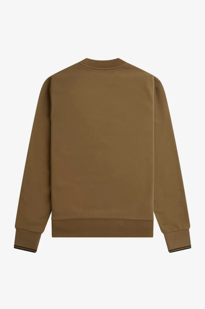 Fred Perry Crew Neck Men’s Sweatshirts Brown Burnt Tobacco MDXFI9186