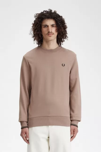 Fred Perry Crew Neck Men’s Sweatshirts Dark Pink Black RWOAM5198