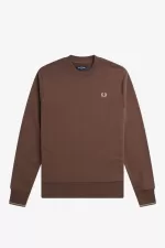 Fred Perry Crew Neck Men’s Sweatshirts Dark Red Warm Grey SOJYB3974