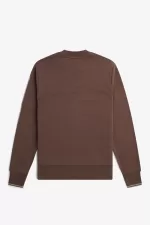 Fred Perry Crew Neck Men’s Sweatshirts Dark Red Warm Grey SOJYB3974