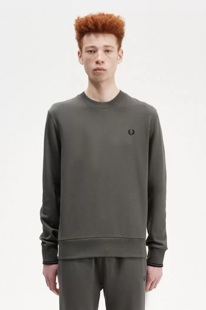 Fred Perry Crew Neck Men’s Sweatshirts Field Green HPRTN2867