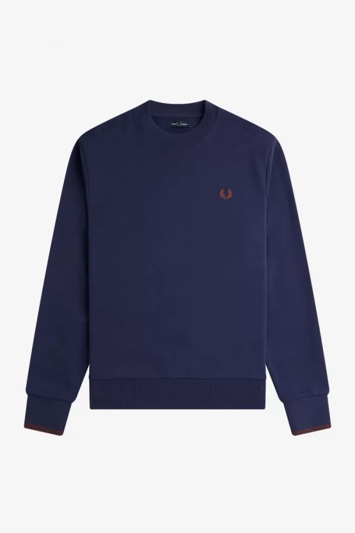 Fred Perry Crew Neck Men’s Sweatshirts French Navy Whisky Brown YJOUR5793