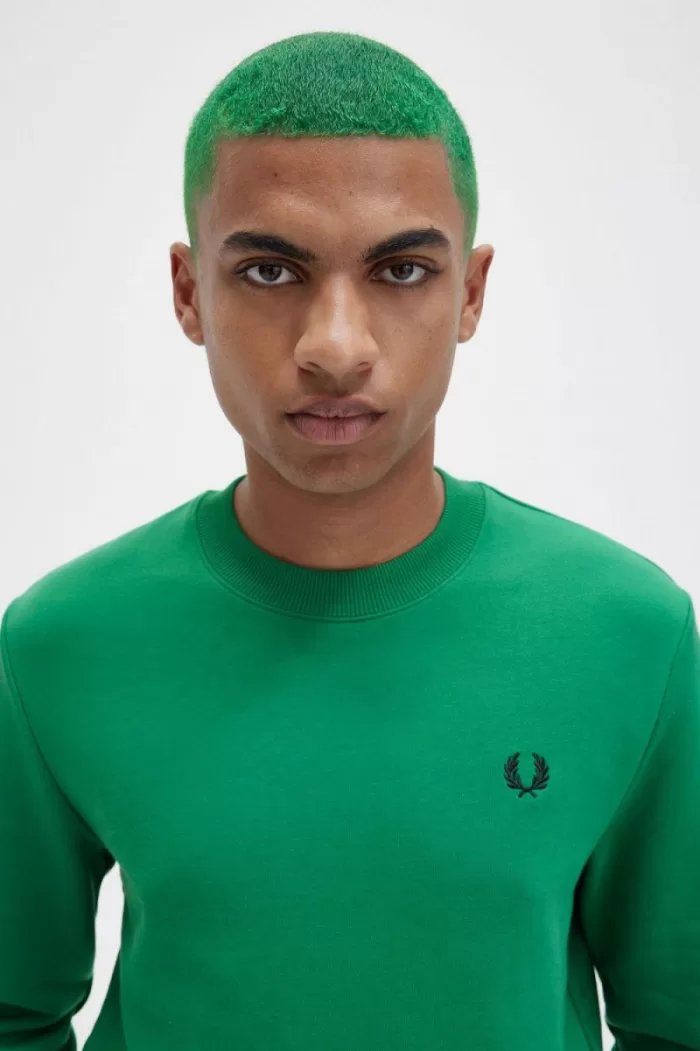 Fred Perry Crew Neck Men’s Sweatshirts Green XVAPS2781