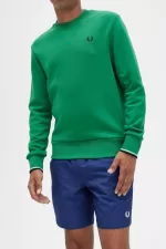 Fred Perry Crew Neck Men’s Sweatshirts Green XVAPS2781