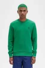 Fred Perry Crew Neck Men’s Sweatshirts Green XVAPS2781