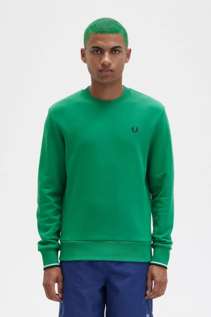 Fred Perry Crew Neck Men’s Sweatshirts Green XVAPS2781