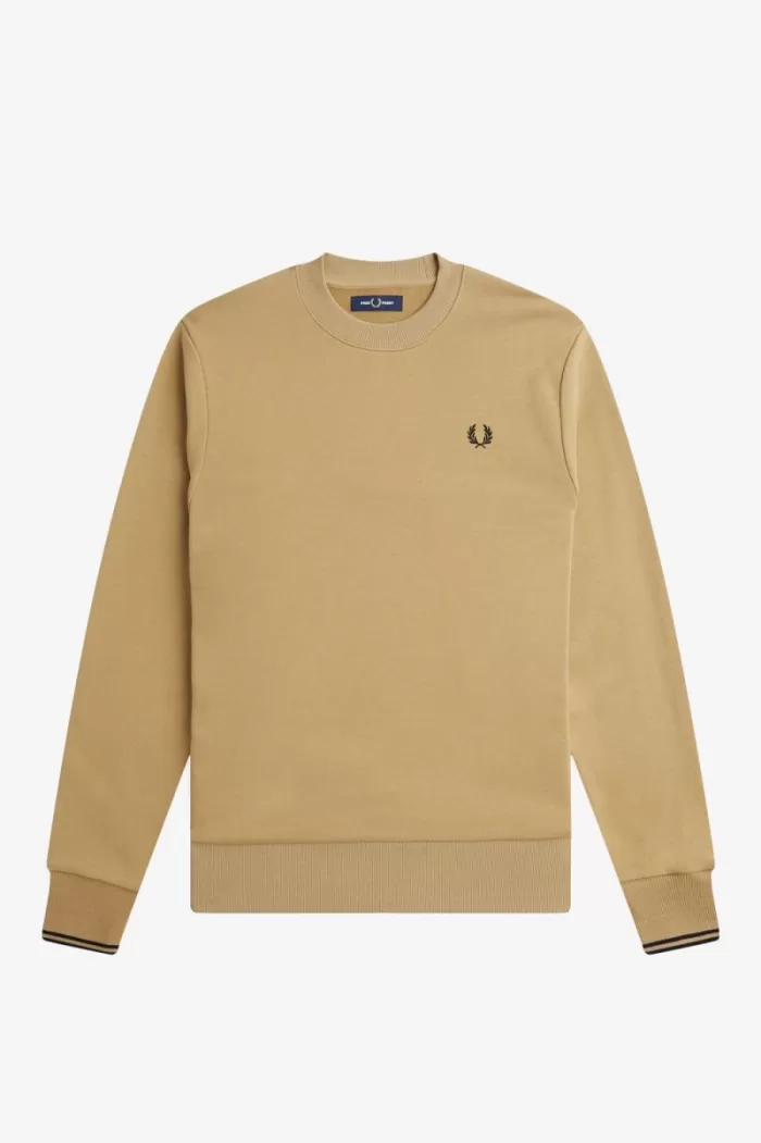 Fred Perry Crew Neck Men’s Sweatshirts Green Black QHGUL9043