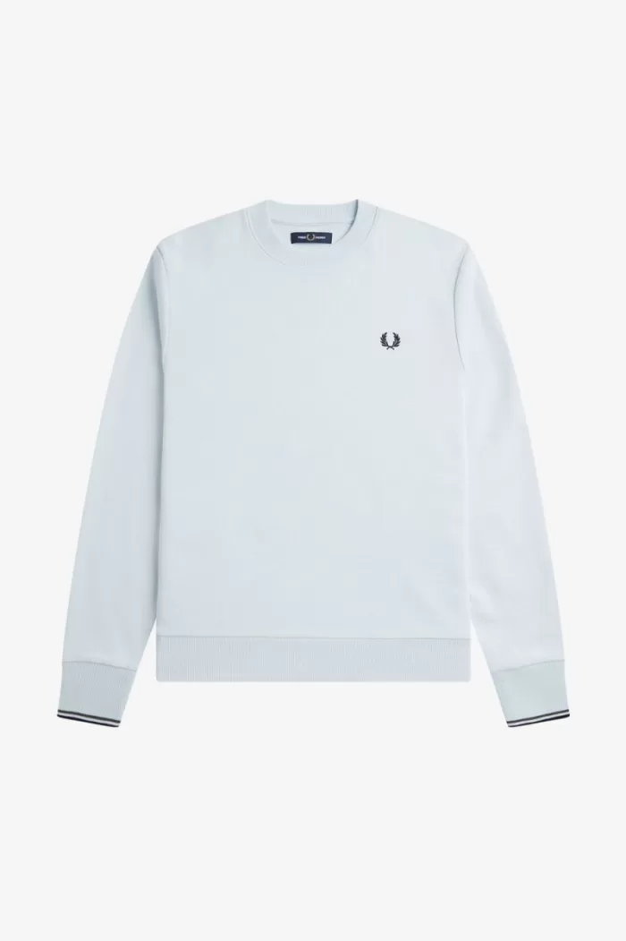 Fred Perry Crew Neck Men’s Sweatshirts Light Aqua BRTEU9560