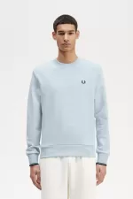 Fred Perry Crew Neck Men’s Sweatshirts Light Aqua BRTEU9560