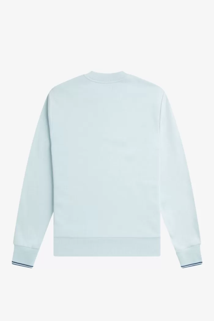 Fred Perry Crew Neck Men’s Sweatshirts Light Aqua Midnight Blue EANKS3859