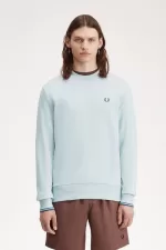 Fred Perry Crew Neck Men’s Sweatshirts Light Aqua Midnight Blue EANKS3859