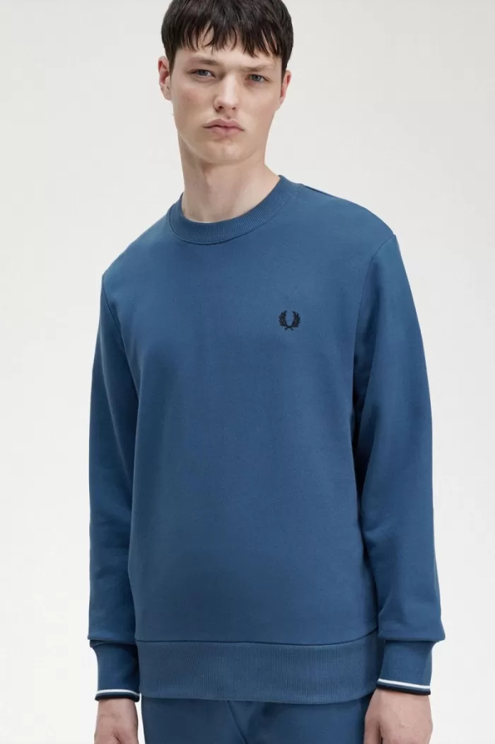 Fred Perry Crew Neck Men’s Sweatshirts Midnight Blue MOHYB3084