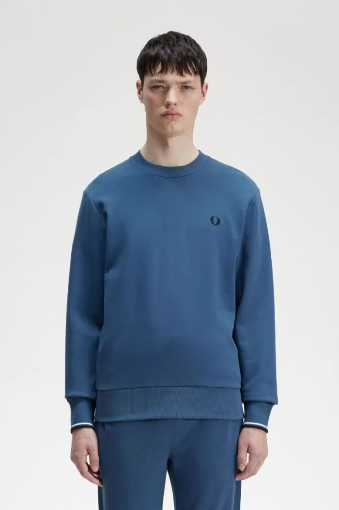 Fred Perry Crew Neck Men’s Sweatshirts Midnight Blue MOHYB3084