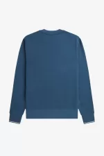 Fred Perry Crew Neck Men’s Sweatshirts Midnight Blue Light Aqua PTOXD1045