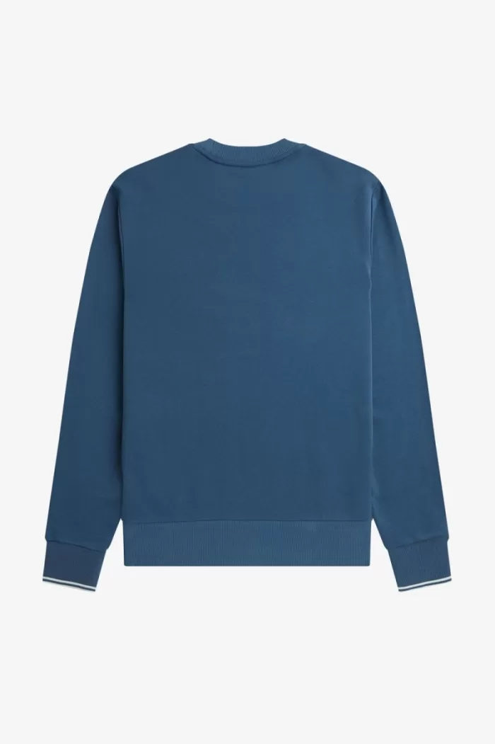 Fred Perry Crew Neck Men’s Sweatshirts Midnight Blue Light Aqua PTOXD1045