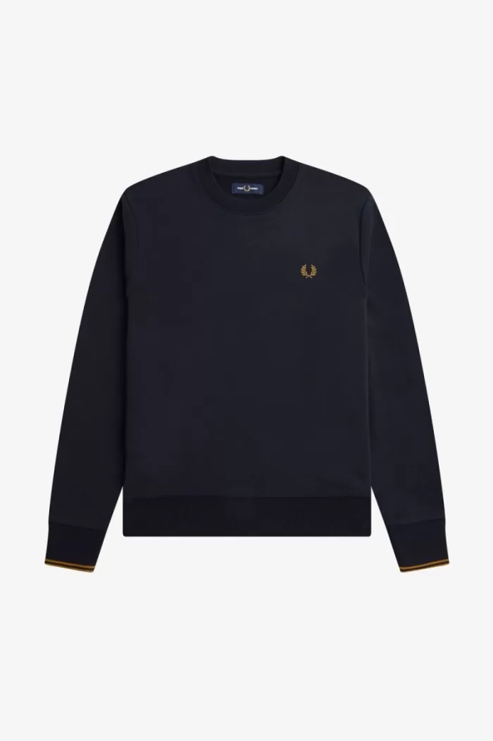 Fred Perry Crew Neck Men’s Sweatshirts Navy Dark Coffee ZLVRI0358