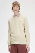 Fred Perry Crew Neck Men’s Sweatshirts Oatmeal JDWQS8057