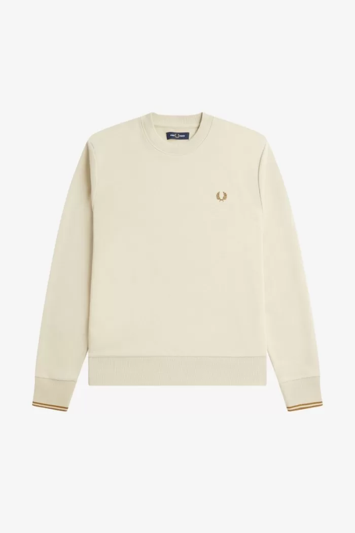 Fred Perry Crew Neck Men’s Sweatshirts Oatmeal JDWQS8057