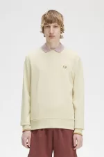 Fred Perry Crew Neck Men’s Sweatshirts Oatmeal JDWQS8057