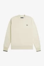 Fred Perry Crew Neck Men’s Sweatshirts Oatmeal Black ABPMC0416