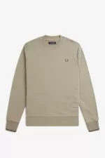 Fred Perry Crew Neck Men’s Sweatshirts Warm Grey Dark Red WKIRL1340