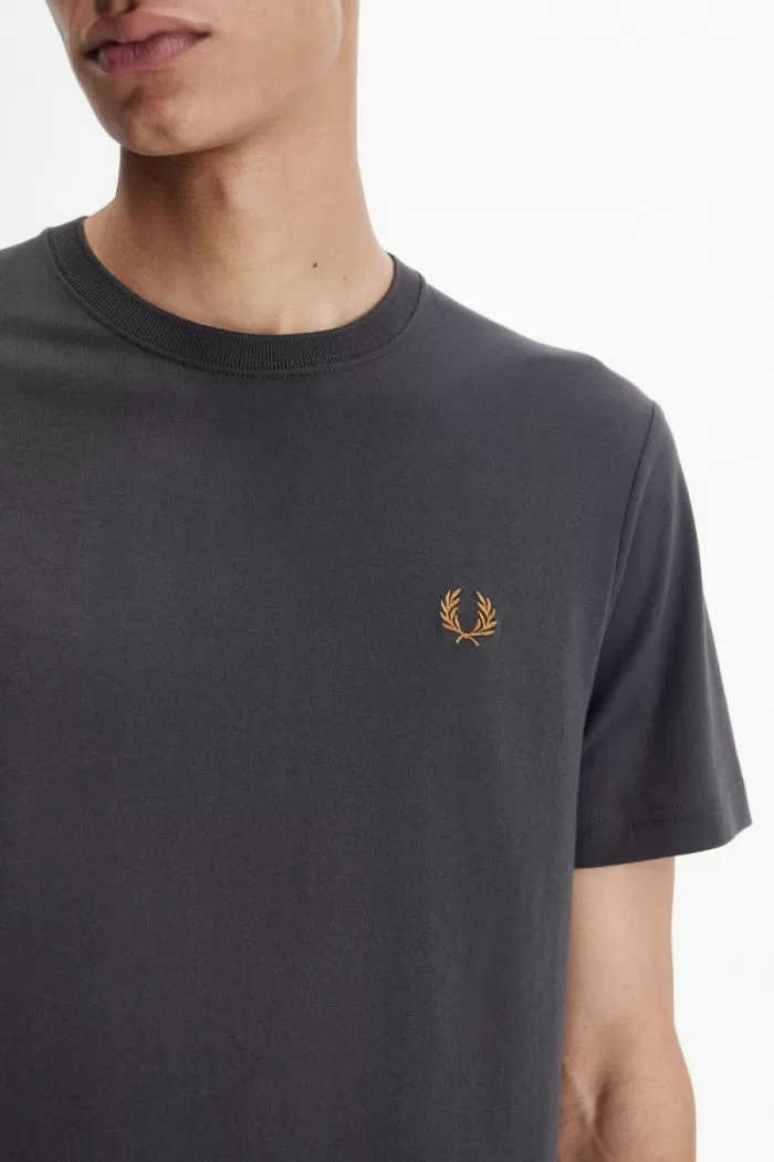 Fred Perry Crew Neck Men’s T-Shirt Anchor Grey Dark Coffee QZWRM5604