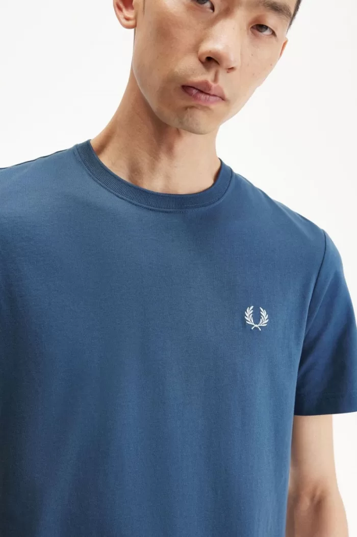 Fred Perry Crew Neck Men’s T-Shirt Midnight Blue Light Aqua OQRTE2809