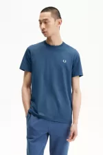 Fred Perry Crew Neck Men’s T-Shirt Midnight Blue Light Aqua OQRTE2809