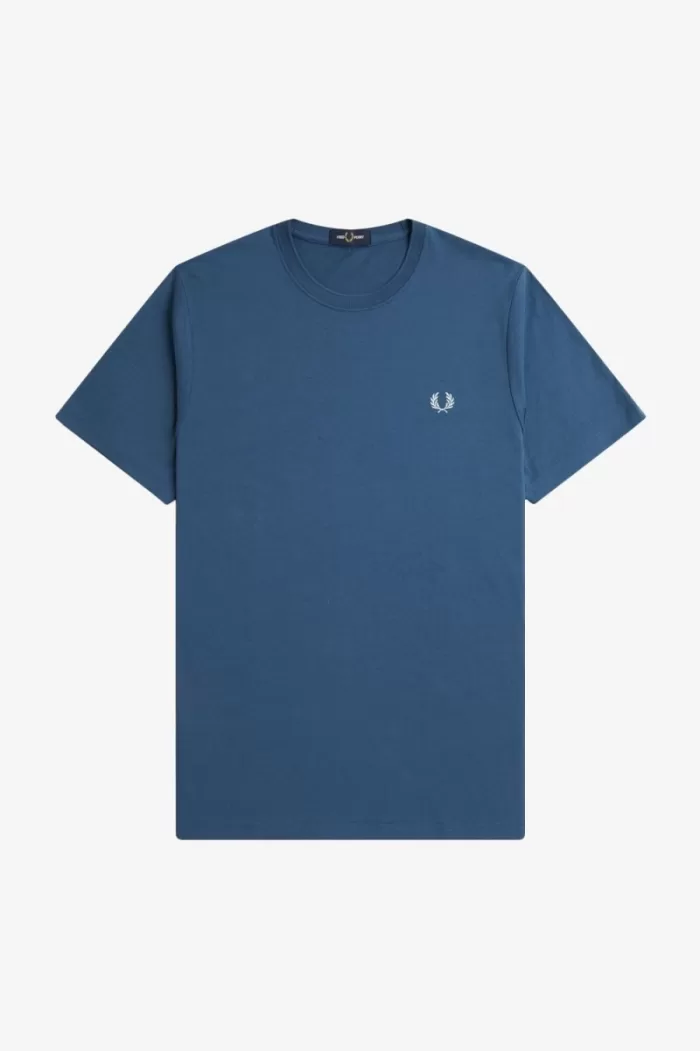 Fred Perry Crew Neck Men’s T-Shirt Midnight Blue Light Aqua OQRTE2809