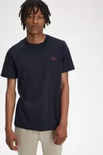 Fred Perry Crew Neck Men’s T-Shirt Navy Burnt Red KWSRL0417