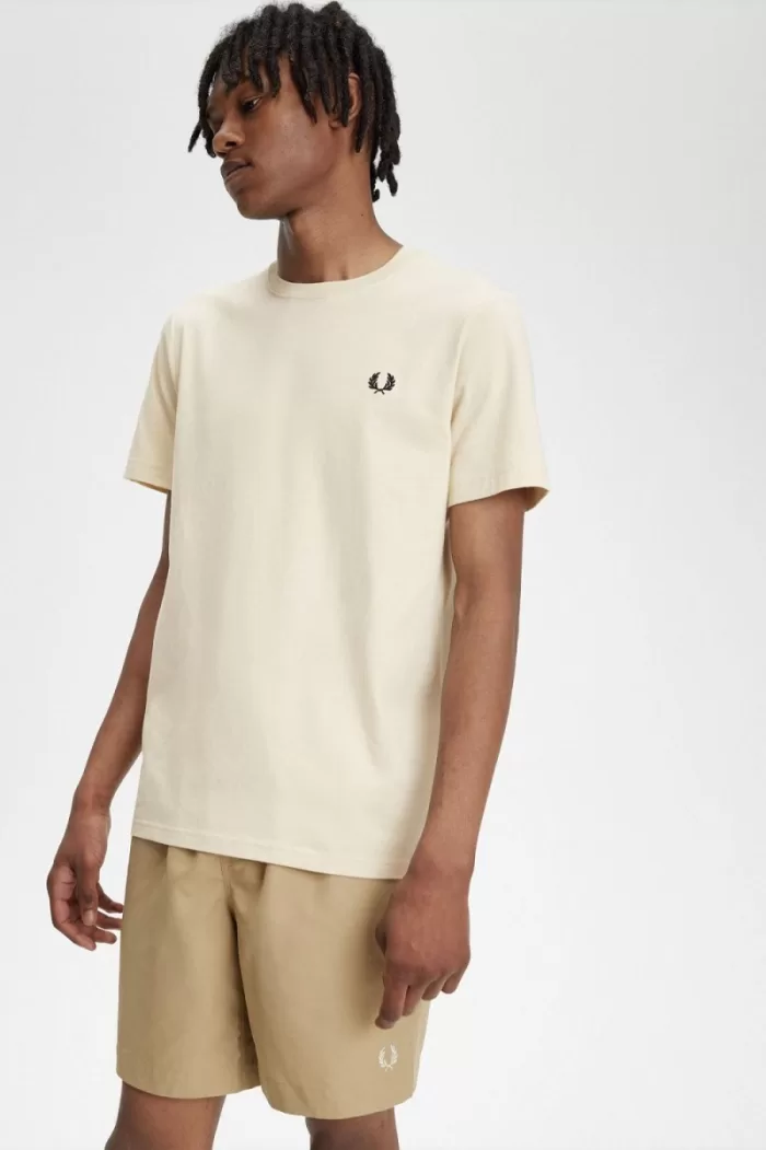 Fred Perry Crew Neck Men’s T-Shirt Oatmeal Black UPGDQ5470